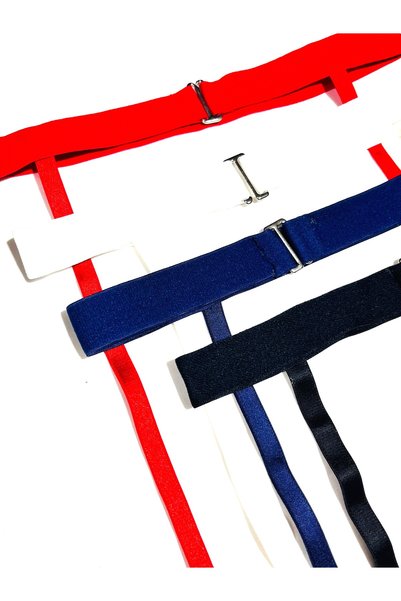 mendoza store Kırmızı Lacivert Siyah Ekru Renk Harness Bacak Bantı Takım 4 Lü
