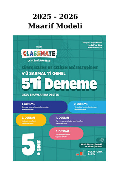 Okyanus Yayınları Okyanus 5.Sınıf Classmate 5'li Deneme 2025/26 Maarif Modeli