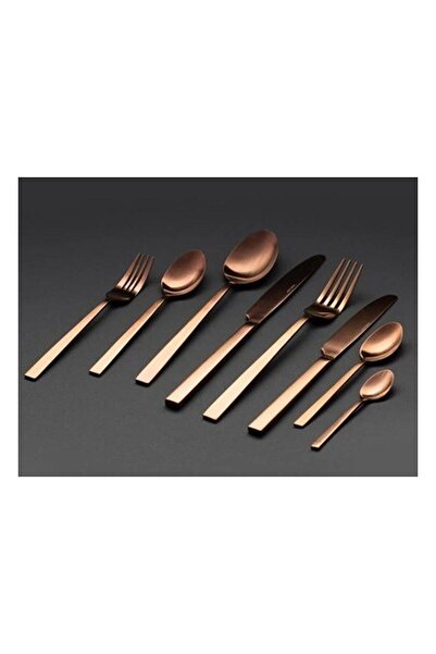 Porland Quantum Mat Bakır Çatal Kaşık Bıçak Takımı 12 Kişilik 84 Parça