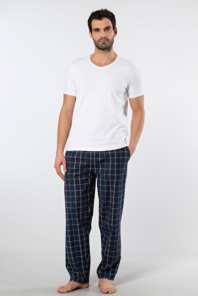 Cacharel Men's Woven Pajama Set 2238/Navy Blue 8