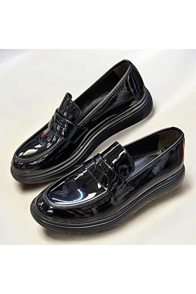 KAFKASLAR AYAKKABI Мъжки класически оксфорд обувки с плоска черна гланцова по...