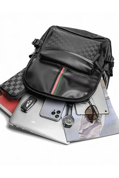 Generic Leather Laptop Backpack for Men Women, School College Bookbag Casual Travel Daypack