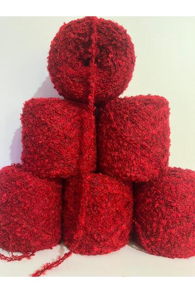 İPEK YÜN İPLİK DÜNYASI Buklet Örgü İpi 3 Kat (Kırmızı) Karışım 100gr