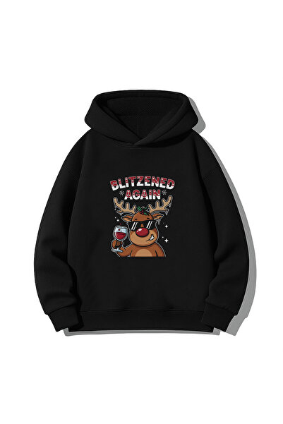 MODA Bere Beer Anul Nou Moș Crăciun Crăciun cu imprimeu Hanorac negru Swea tr...