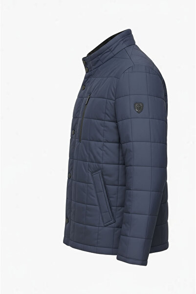 CIVILTIPOLO Men's Quilted Regular Fit Inner Fur Pocket Zippered Water Repellent Basic Casual Style Coat