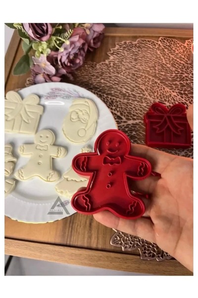 Filkorium3D Christmas Themed Cookie Mold, Set of 5 Cookie Molds - Plastic - 6 cm