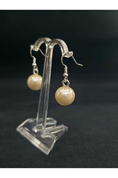 sarıyer silver Majorca Pearl Dangle Design Dark Color 12 Mm. Measure Stylish Style Mallorcan Pearl Steel Earrings