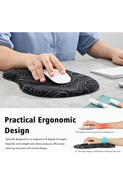 EooCoo Mouse Pad Wrist Support with Massage Design, Ergonomic Mouse Mat (12x8 inch, Stripe)