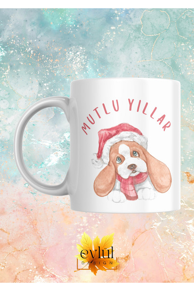 Eylül Design New Year Cute Dog Happy New Year Special Design Printed Mug Cup ...