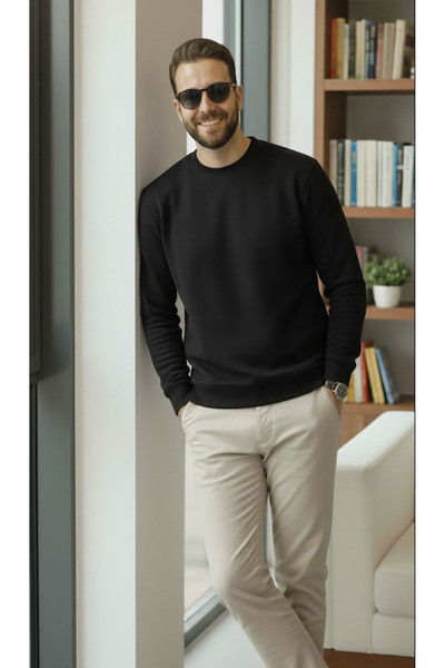 AREM Tekstil cu căptușeală din material polar Hanorac negru cu croială normal...