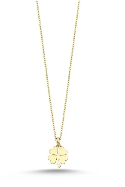 Hakan Güler Kuyumculuk 14 Ayar Altın Yonca Kolye Uçlu Zincir