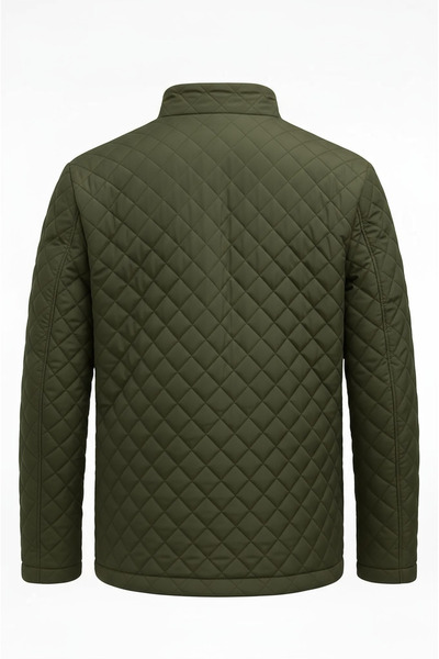 CIVILTIPOLO Men's Quilted Regular Fit Inner Fur Pocket Zippered Water Repellent Basic Casual Style Coat