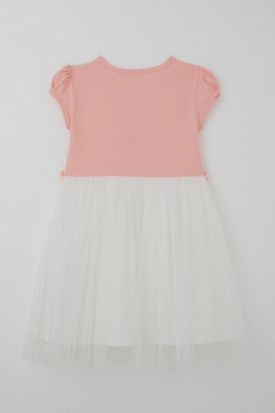 Breeze Girl's Dress Cute Flamingo Embroidered Tulle 4-8 Years Old, Salmon