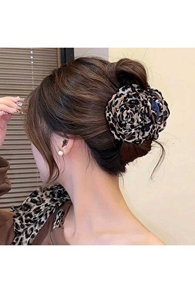 Bacoss مشبك ملابس بتصميم الوردة ونقشة الفهد الكريمي (BC-1252)