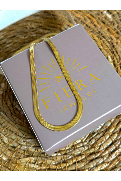 FIERA JEWELRY قلادة نسائية من الفولاذ الذهبي الإيطالي