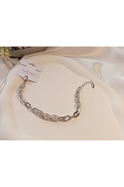 XUPING JEWELRY سوار فضي اللون بتفاصيل سلسلة توبتشوك
