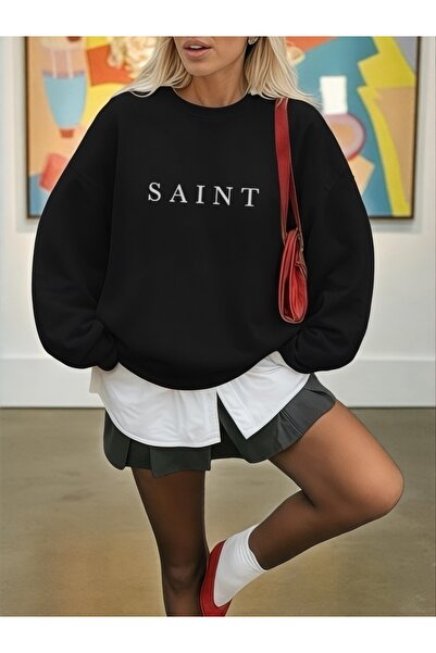 ArtYus Unisex Long Sleeve Saint Transfer Printed Crew Neck Sweatshirt