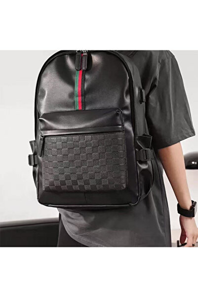 Generic Leather Laptop Backpack for Men Women, School College Bookbag Casual Travel Daypack