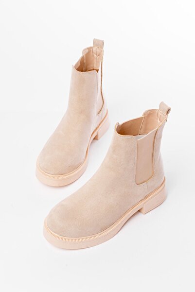 Zerenyus Zri̇n-2137 Premium Beige Suede Elastic Daily Women's Boots
