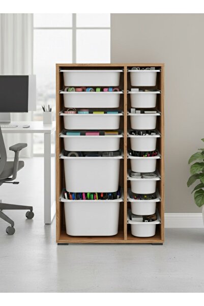 Pratico Rine 14 Sepetli Çok Amaçlı Ofis Dolabı Tropik Ceviz 2D4K8U