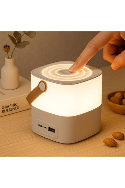 AMERTEER Rechargeable Touch Night Light - Dimmable LED Bedside Lamp, 3 Color Temperatures, Type-C