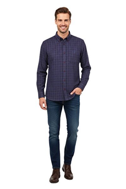 KAMER Ανδρικό χειμερινό μακρυμάνικο πουκάμισο 3532 BGL-ST04803