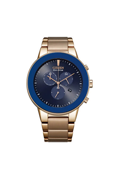 Citizen Eco-Drive Chronograph AT2243-87L Blue Dial Rose Gold-Tone Stainless Steel Women's Watch