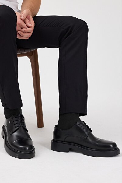 Terziayhan Μαύρες δερμάτινες ματ μπότες με κορδόνια