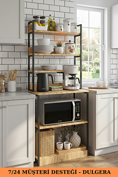 DULGERA Luna Kahve Köşesi Mutfak Bangosu - Çok Amaçlı Büyük Boy Mikrodalga ve Fırın Dolabı