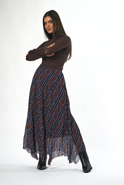 ABBRA Fusta în carouri cu talie elastică căptușită pentru femei