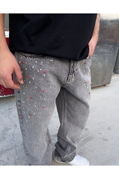BPM Ultra Premium Crystal Stone Baggy Jeans