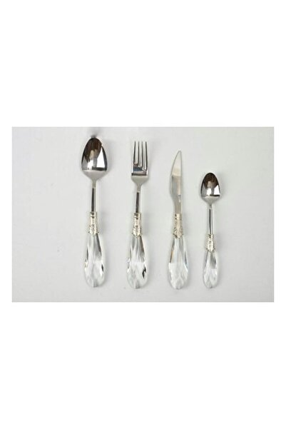 Alya Home Damla 24 Parça Çatal, Kaşık, Bıçak Seti Gümüş