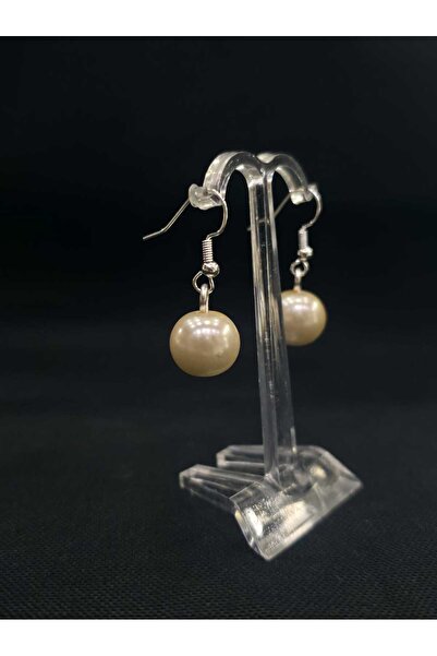 sarıyer silver Majorca Pearl Dangle Design Dark Color 12 Mm. Measure Stylish Style Mallorcan Pearl Steel Earrings