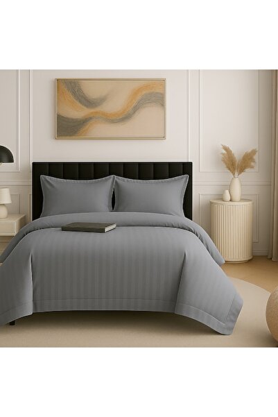 NufJoy Damask Policotton Double Bed Linen Set 4 pcs XXL, Grey