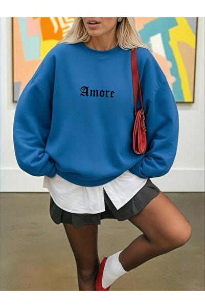 ArtYus Unisex Long Sleeve Amore Transfer Printed Crew Neck Sweatshirt