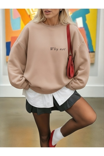 ArtYus Unisex Long Sleeve Why Not Transfer Printed Oversized Crew Neck Sweats...