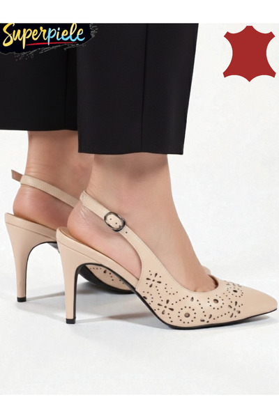 ANGEL BLUE Women's genuine leather pointed-toe shoes with thin heel