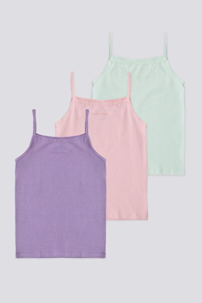 U.S. Polo Assn. 3 Pack of Girls' Colorful Undershirts, 100% Cotton