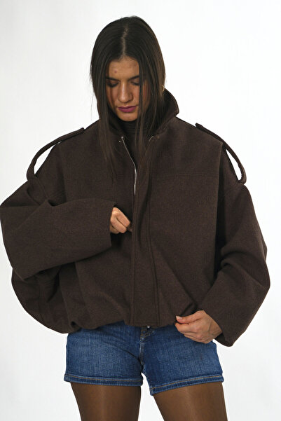 ABBRA Women's Pleated Lined Cashmere Bomber Jacket