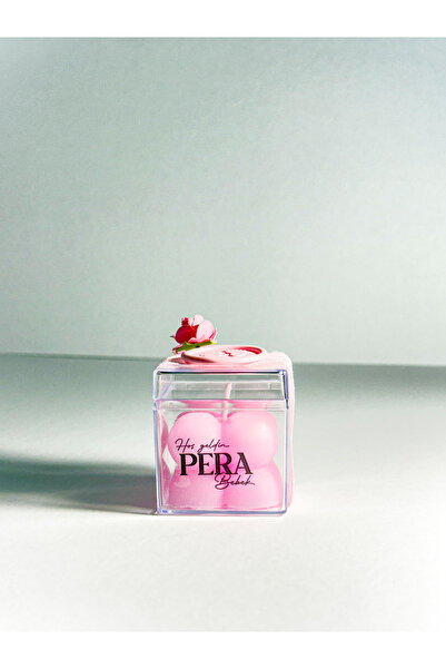 BETU Tasarım Çiçek ve Mühür Süslemeli Pembe Bubble Mum - 20 Adet - Doğum, Söz...