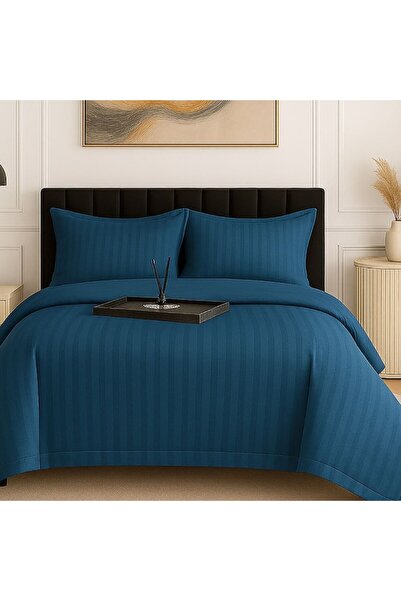 NufJoy Damask Polycotton Double Bed Linen Set 4 pcs XXL - Petrol Blue (230x260, 200x230, 2x50x70)