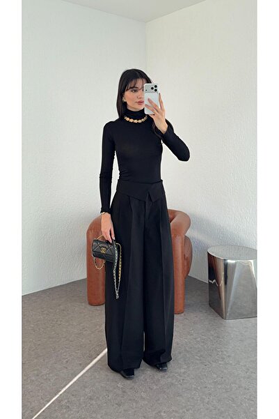 HAZELANNA Palazzo negru cu detaliu în talie