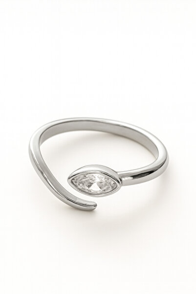 Vi store خاتم فاخر من الفولاذ بحجر واحد