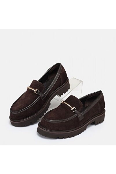 butikpabuc Women's Loafer Shoes Brown Genuine Suede Leather Large Size (35-44)