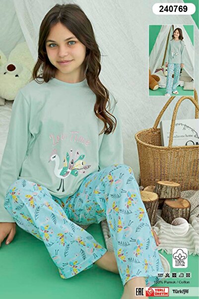 Aydoğan Young Girl's Cotton Pajama Set 240769 Mint