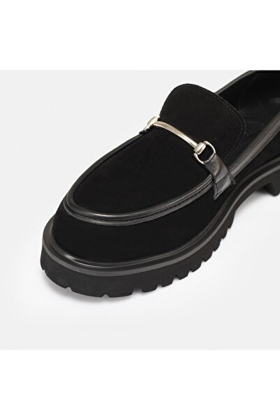 butikpabuc Women's Loafer Shoes Black Genuine Suede Leather Large Size (35-44)