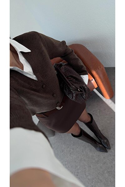 HAZELANNA Cardigan with Brown Shirt