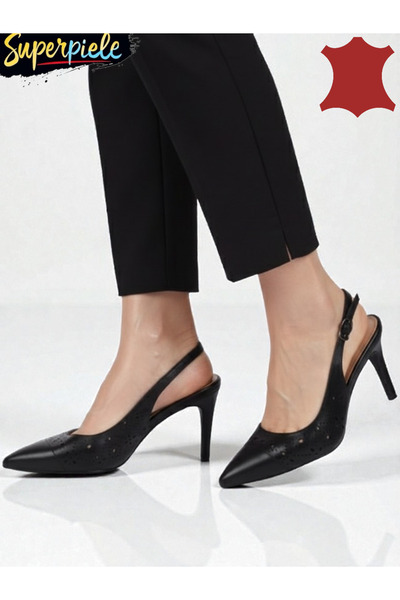 ANGEL BLUE Women's genuine leather pointed-toe shoes with thin heel