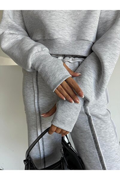 LUNES Set cu trei fire Ş cu căptușeală din fleece cu detaliu de cusut