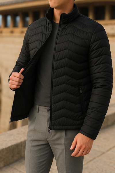 comstar Men's Casual Lined Black Puffer Jacket